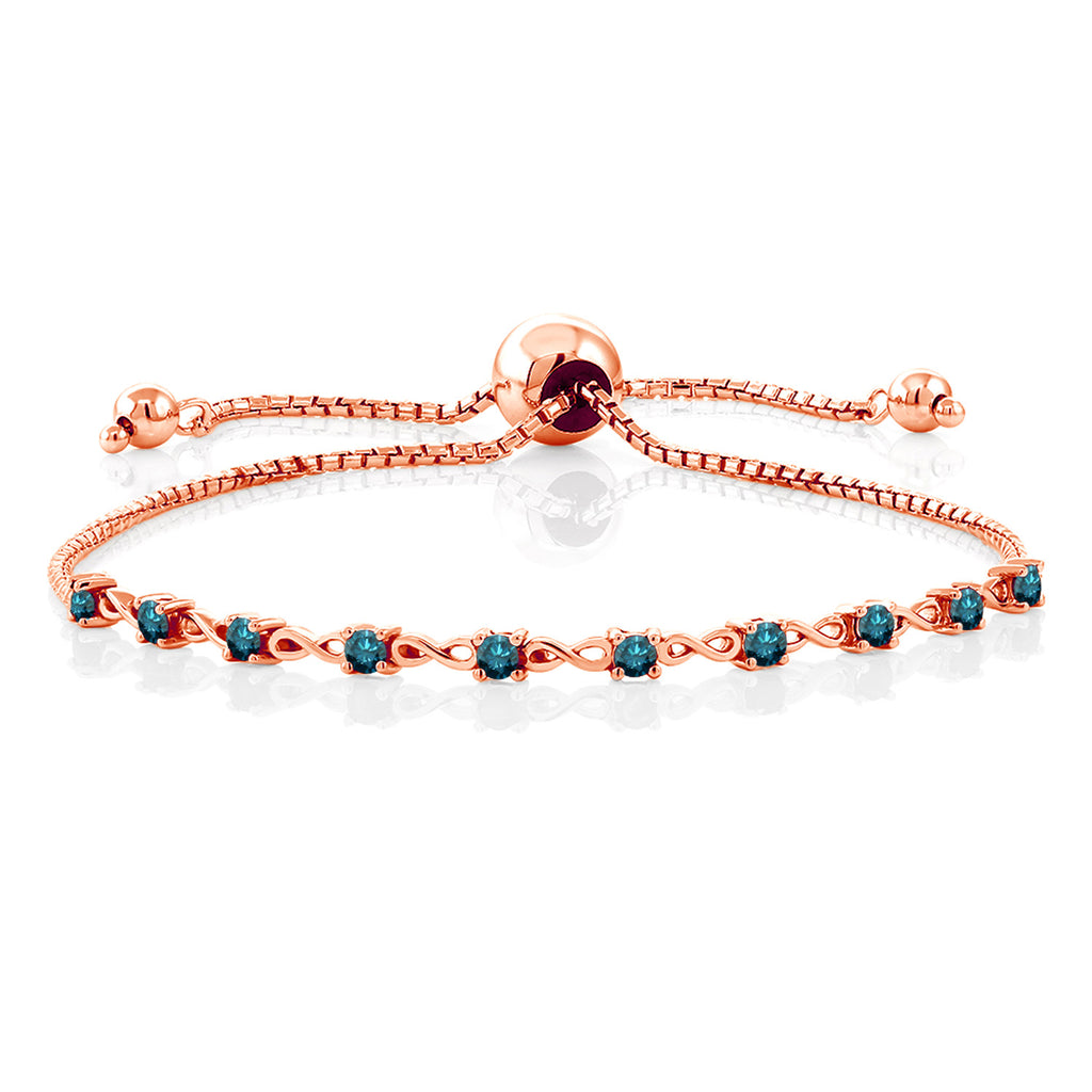 Blue Diamond - April_925 Rose Gold Plated Silver_Bracelet in 925 Rose Gold Plated Silver