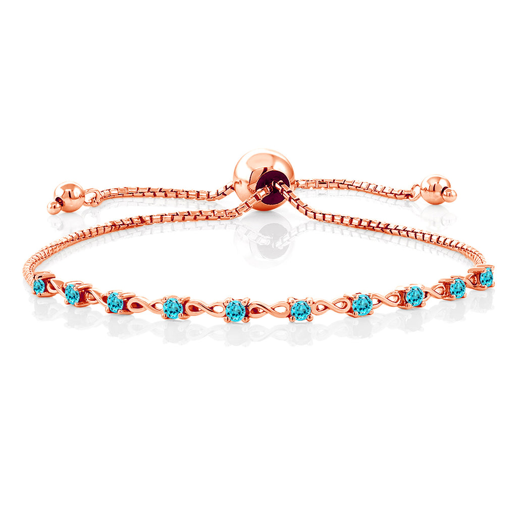 Swiss Blue Topaz - November_925 Rose Gold Plated Silver_Bracelet in 925 Rose Gold Plated Silver