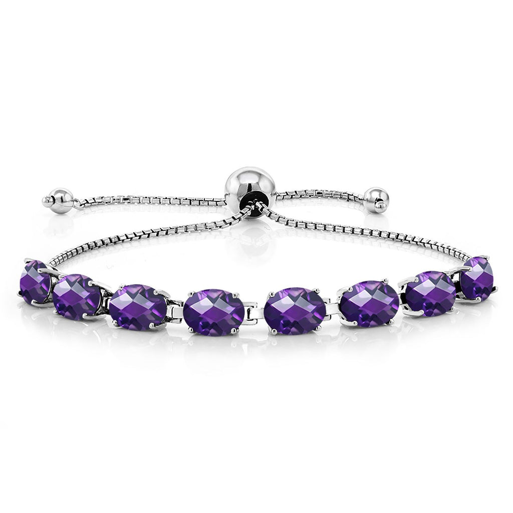 Amethyst-Checkerboard - February_Bracelet in 925 Sterling Silver