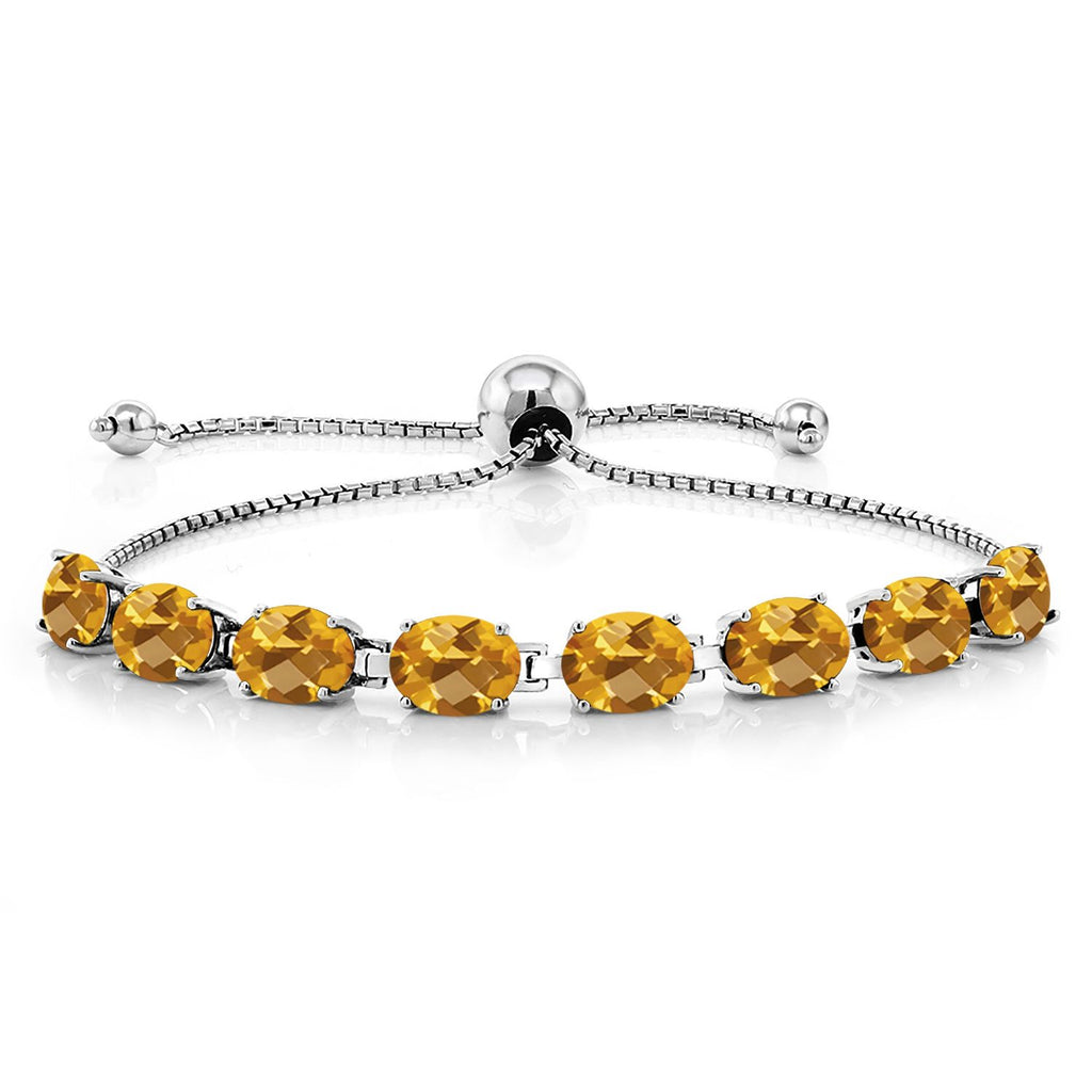 5-10 Cttw Gemstone Birthstone 8-Stone Tennis Bracelet For Women | 925 Sterling Silver | 7X5MM Oval | Bollo Bracelet | Adjustable Bolo Bracelet For Women | Easy-On Easy-Off