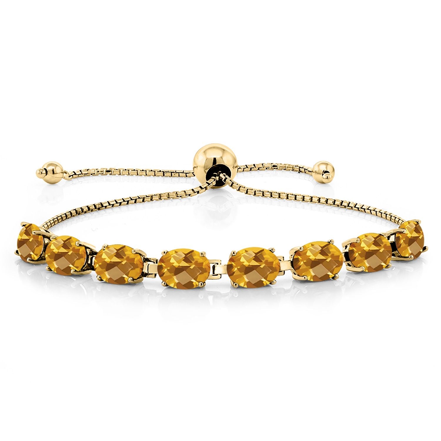 Citrine-Checkerboard - November_Bracelet in 925 Yellow Gold Plated Silver