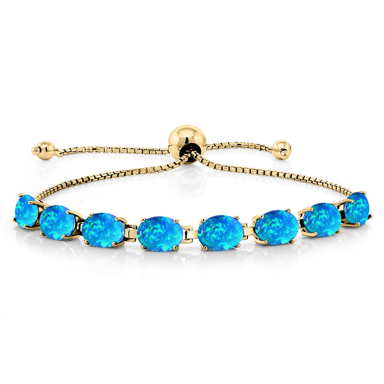 Blue Opal - October_Bracelet in 925 Yellow Gold Plated Silver