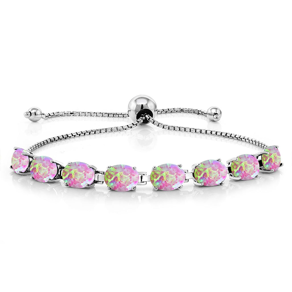5-10 Cttw Gemstone Birthstone 8-Stone Tennis Bracelet For Women | 925 Sterling Silver | 7X5MM Oval | Bollo Bracelet | Adjustable Bolo Bracelet For Women | Easy-On Easy-Off