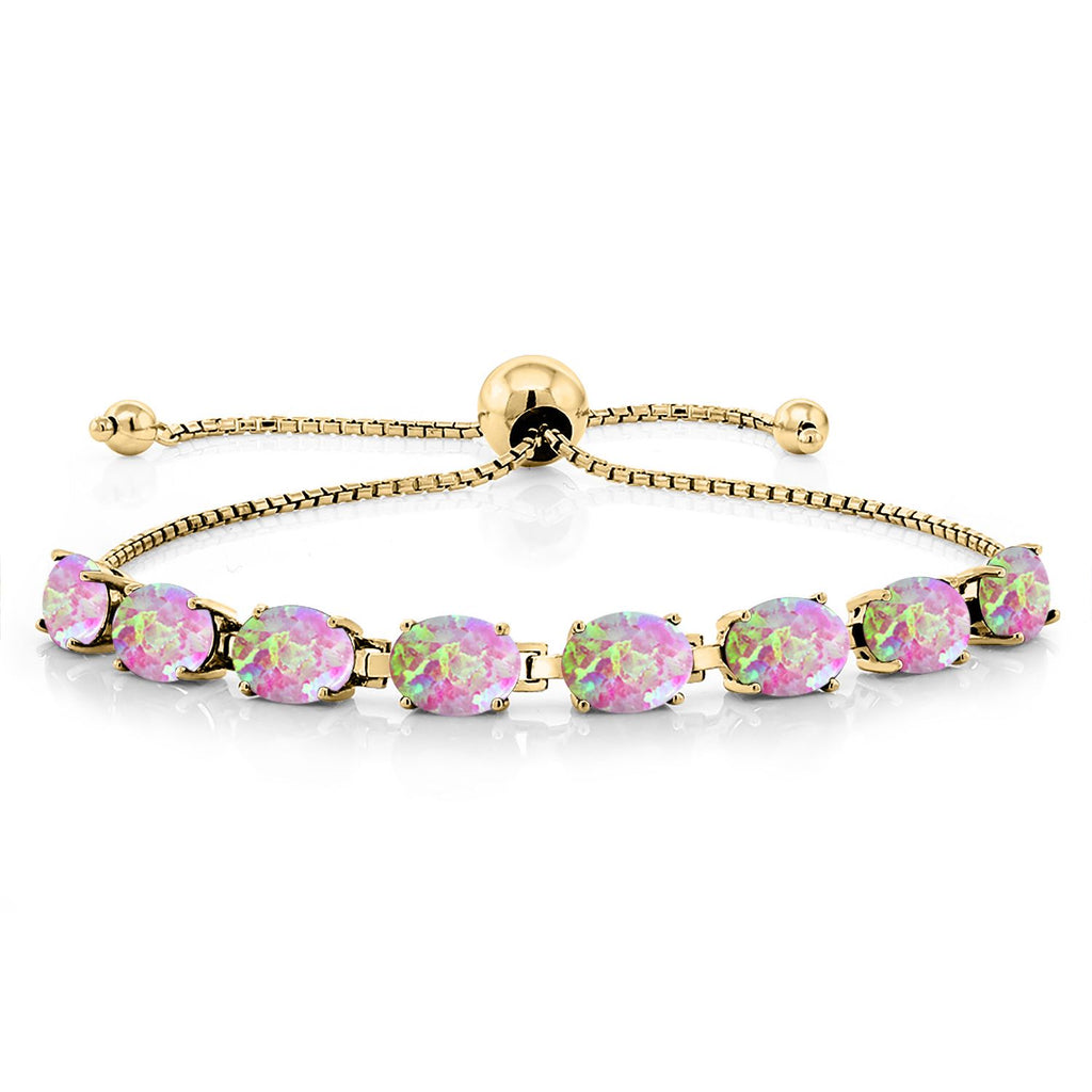 Pink Opal - October_Bracelet in 925 Yellow Gold Plated Silver