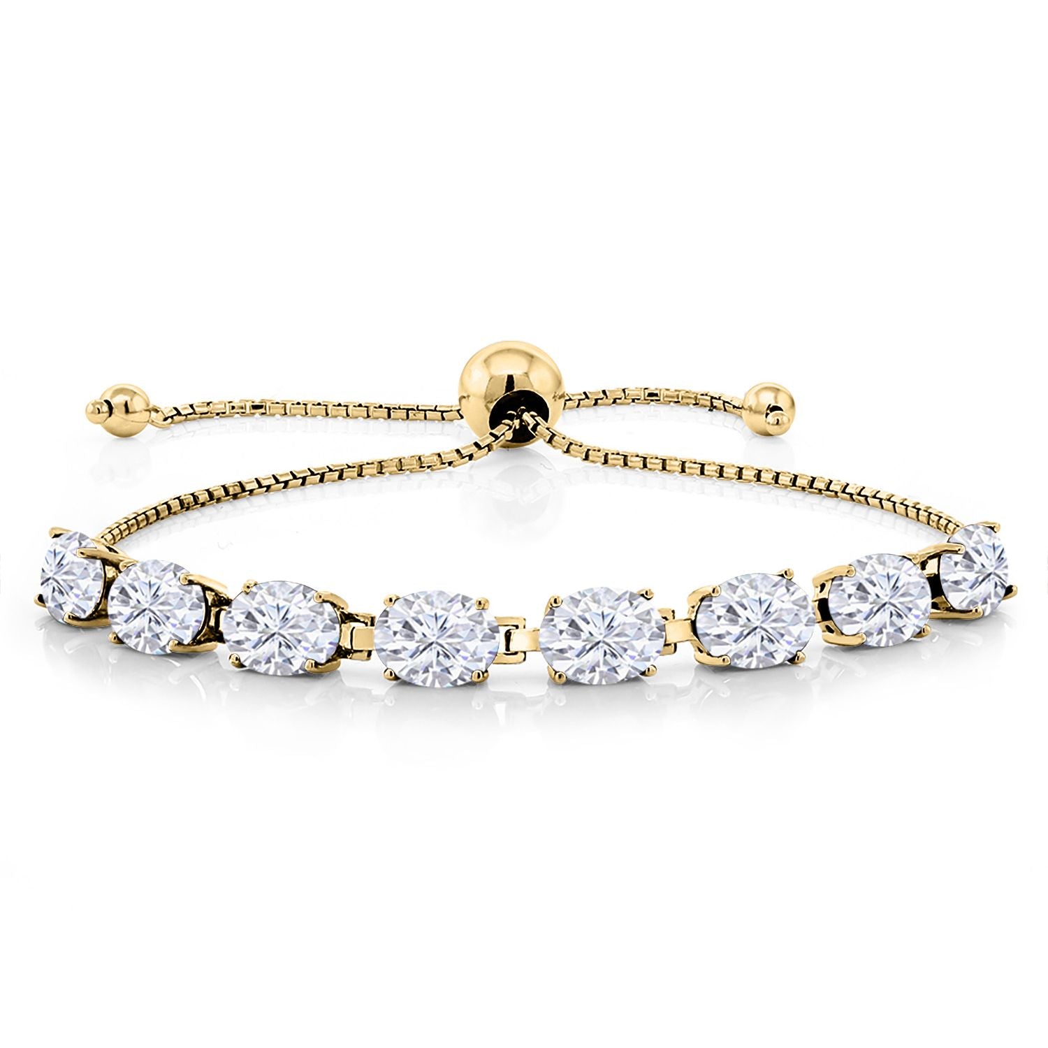 White Moissanite - April_Bracelet in 925 Yellow Gold Plated Silver