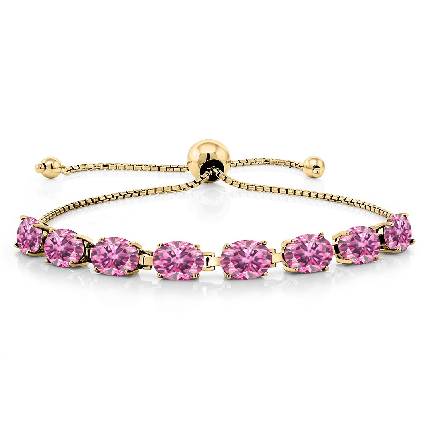 Pink Moissanite - April_Bracelet in 925 Yellow Gold Plated Silver