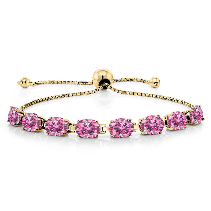 Pink Moissanite - April_Bracelet in 925 Yellow Gold Plated Silver