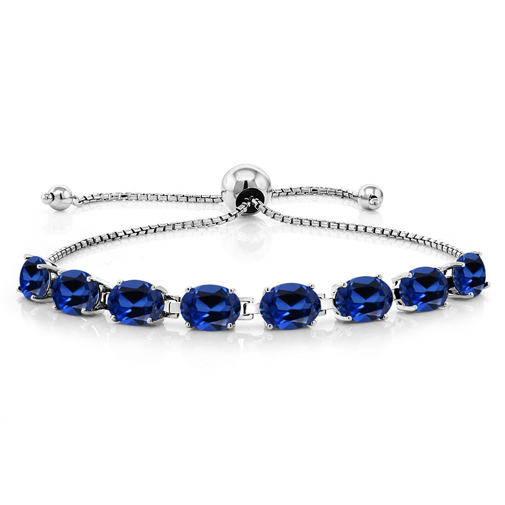 5-10 Cttw Gemstone Birthstone 8-Stone Tennis Bracelet For Women | 925 Sterling Silver | 7X5MM Oval | Bollo Bracelet | Adjustable Bolo Bracelet For Women | Easy-On Easy-Off