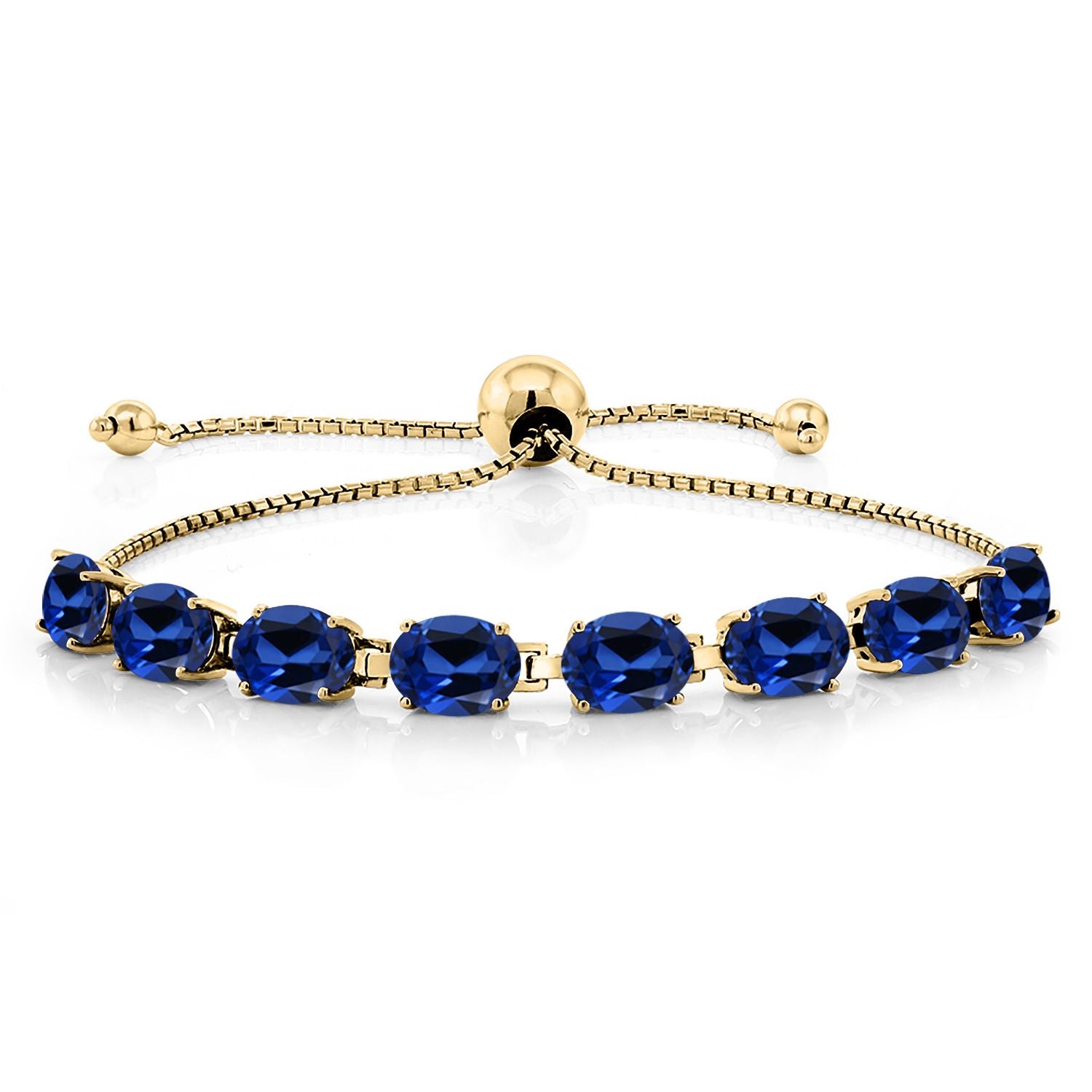 Blue Created Sapphire - September_Bracelet in 925 Yellow Gold Plated Silver