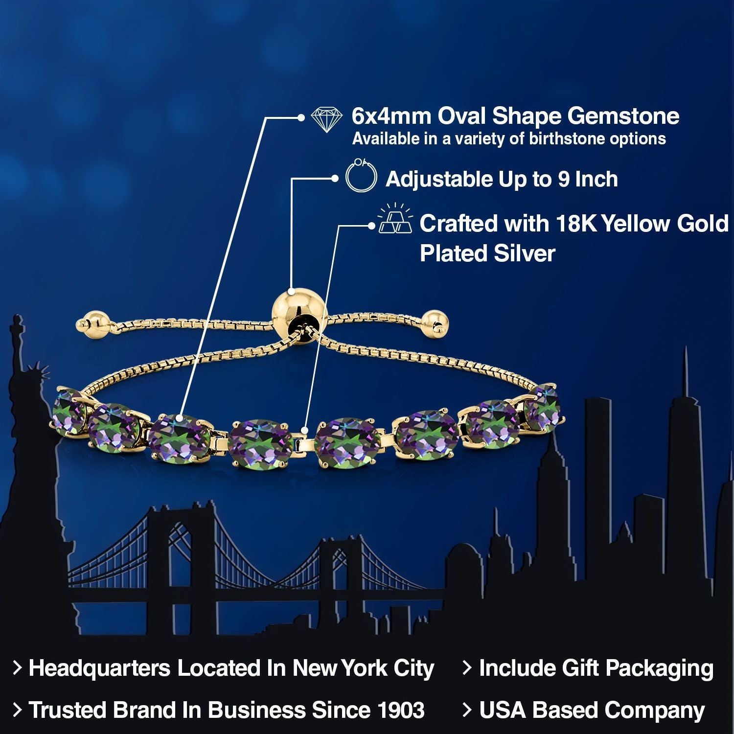 Green Mystic Topaz_Bracelet in 925 Yellow Gold Plated Silver