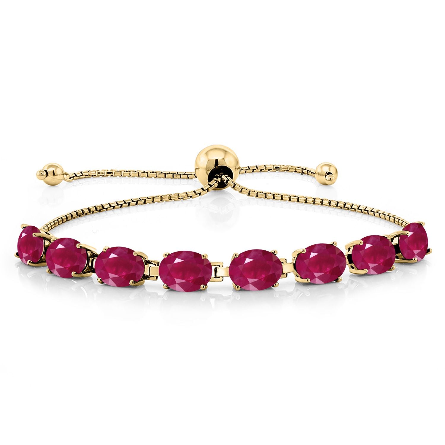 Ruby - July_Bracelet in 925 Yellow Gold Plated Silver