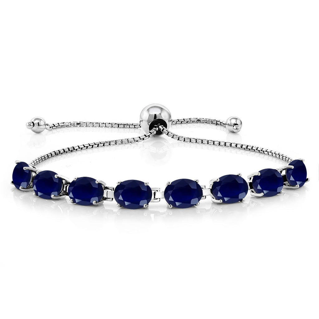 5-10 Cttw Gemstone Birthstone 8-Stone Tennis Bracelet For Women | 925 Sterling Silver | 7X5MM Oval | Bollo Bracelet | Adjustable Bolo Bracelet For Women | Easy-On Easy-Off