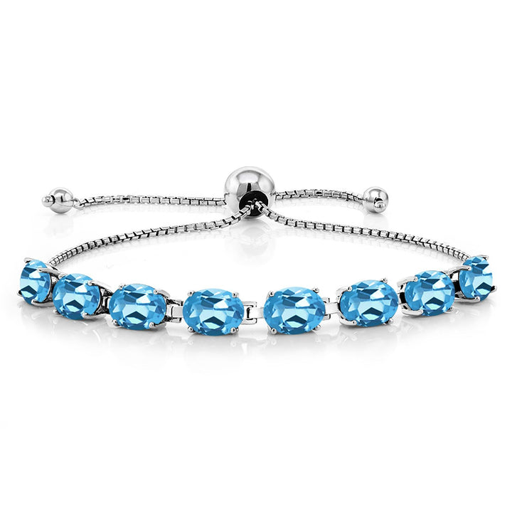 Swiss Blue Topaz - November_Bracelet in 925 Sterling Silver
