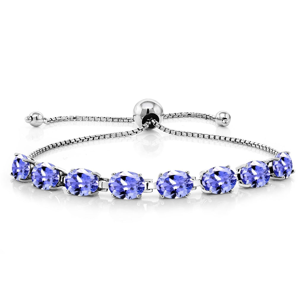 5-10 Cttw Gemstone Birthstone 8-Stone Tennis Bracelet For Women | 925 Sterling Silver | 7X5MM Oval | Bollo Bracelet | Adjustable Bolo Bracelet For Women | Easy-On Easy-Off
