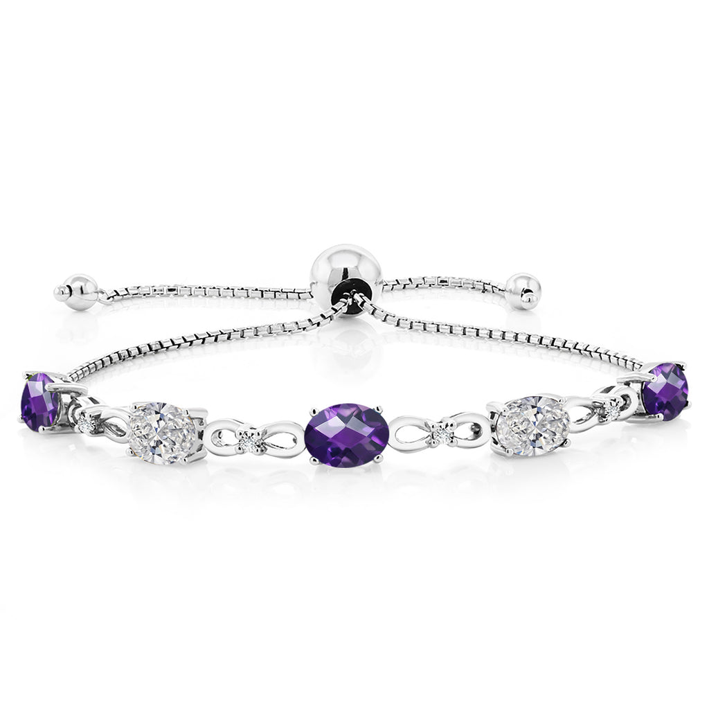 Amethyst-Checkerboard - February_Bracelet in 925 Sterling Silver