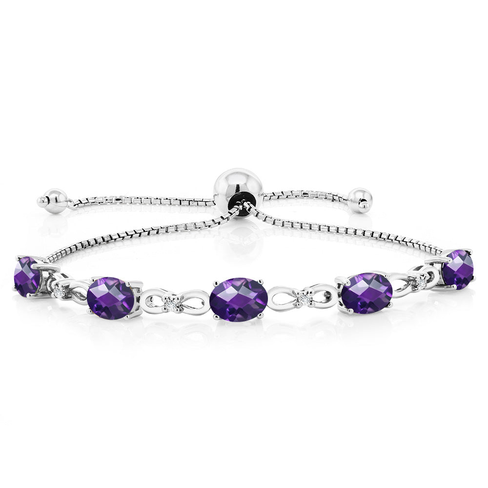 Amethyst-Checkerboard - February_Bracelet in 925 Sterling Silver