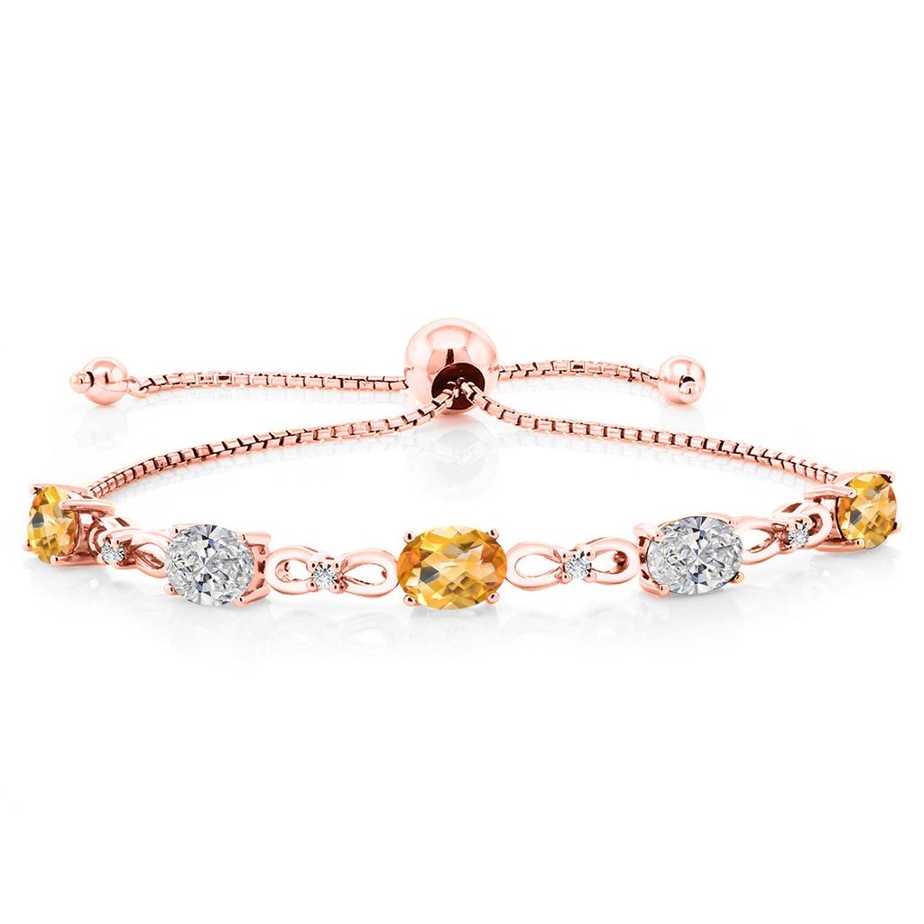Citrine-Checkerboard - November_Bracelet in 925 Rose Gold Plated Silver