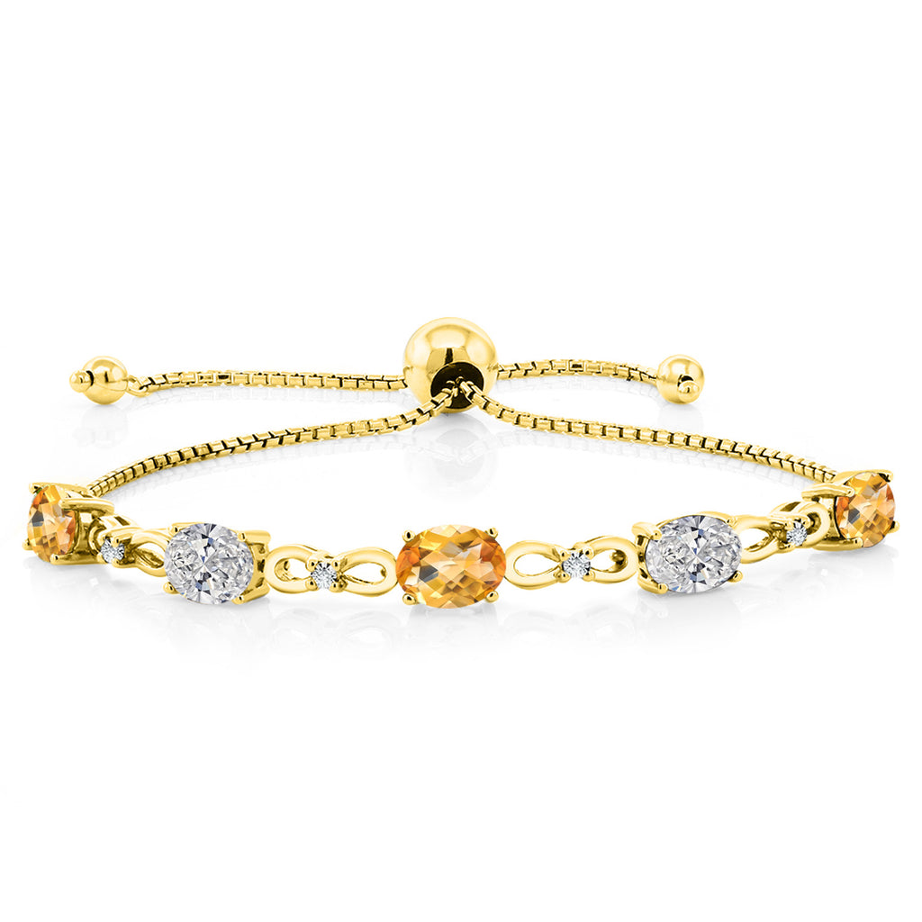 Citrine-Checkerboard - November_Bracelet in 925 Yellow Gold Plated Silver