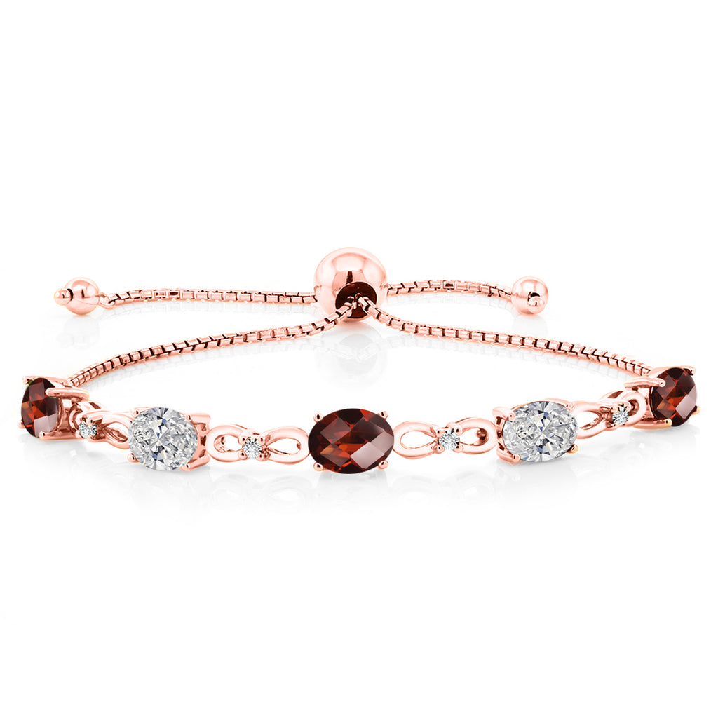 Garnet-Checkerboard - January_Bracelet in 925 Rose Gold Plated Silver