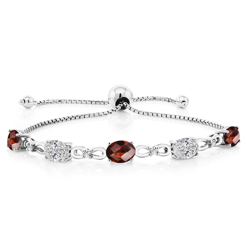 Garnet-Checkerboard - January_Bracelet in 925 Sterling Silver
