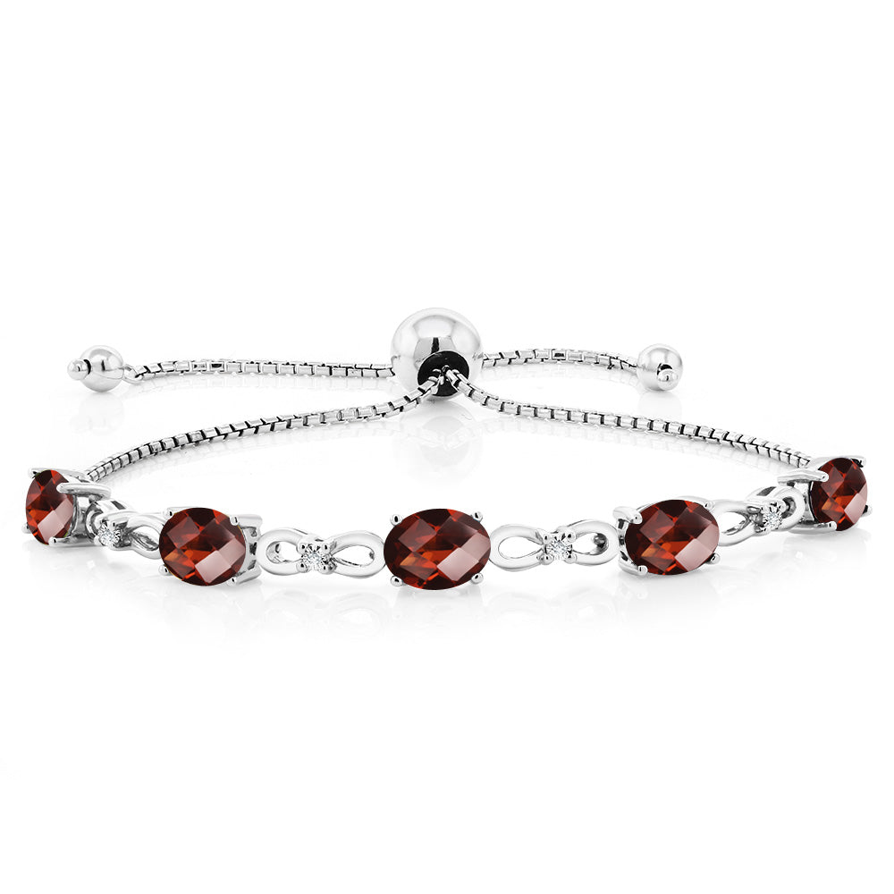 Garnet-Checkerboard - January_Bracelet in 925 Sterling Silver