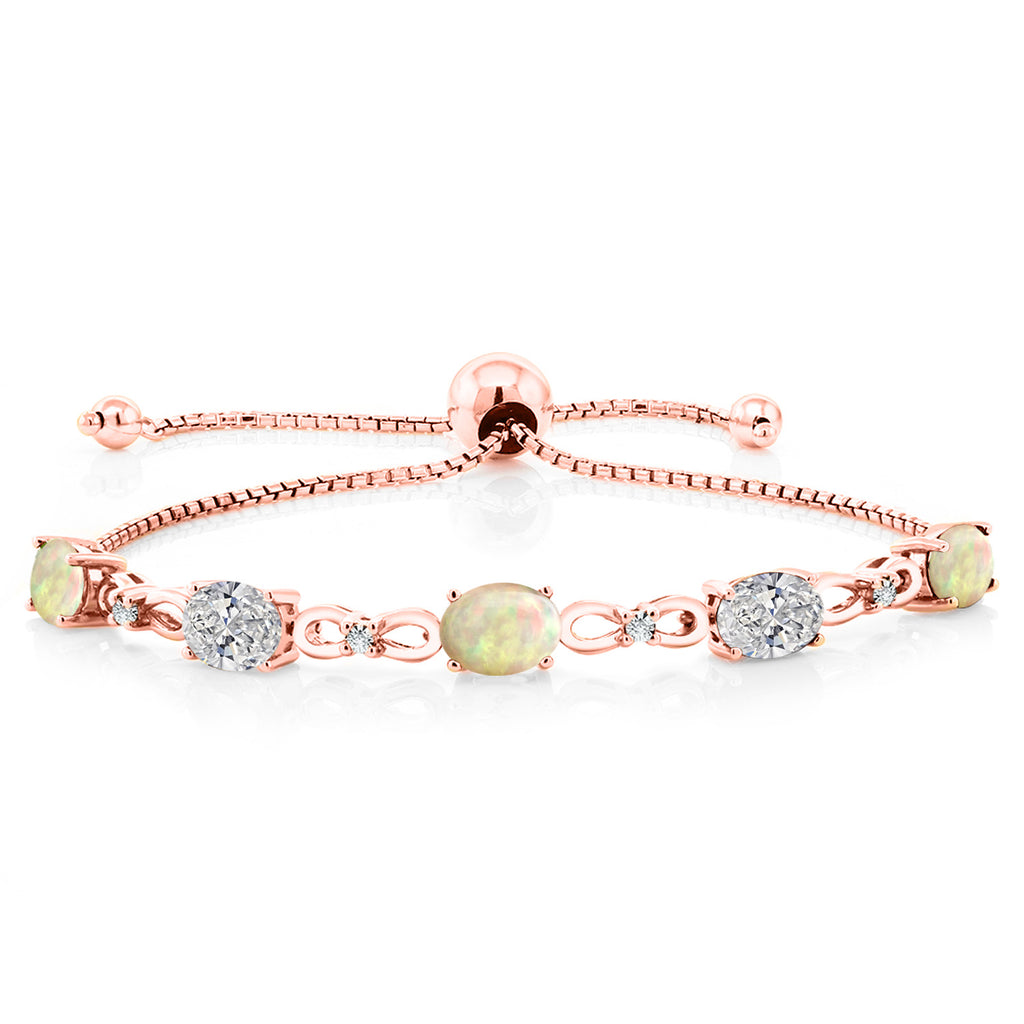 Ethiopian Opal-Cabochon - October_Bracelet in 925 Rose Gold Plated Silver