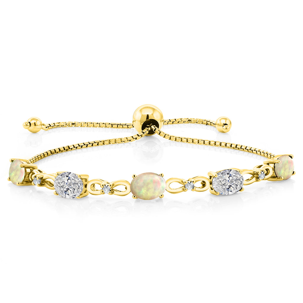 Ethiopian Opal-Cabochon - October_Bracelet in 925 Yellow Gold Plated Silver