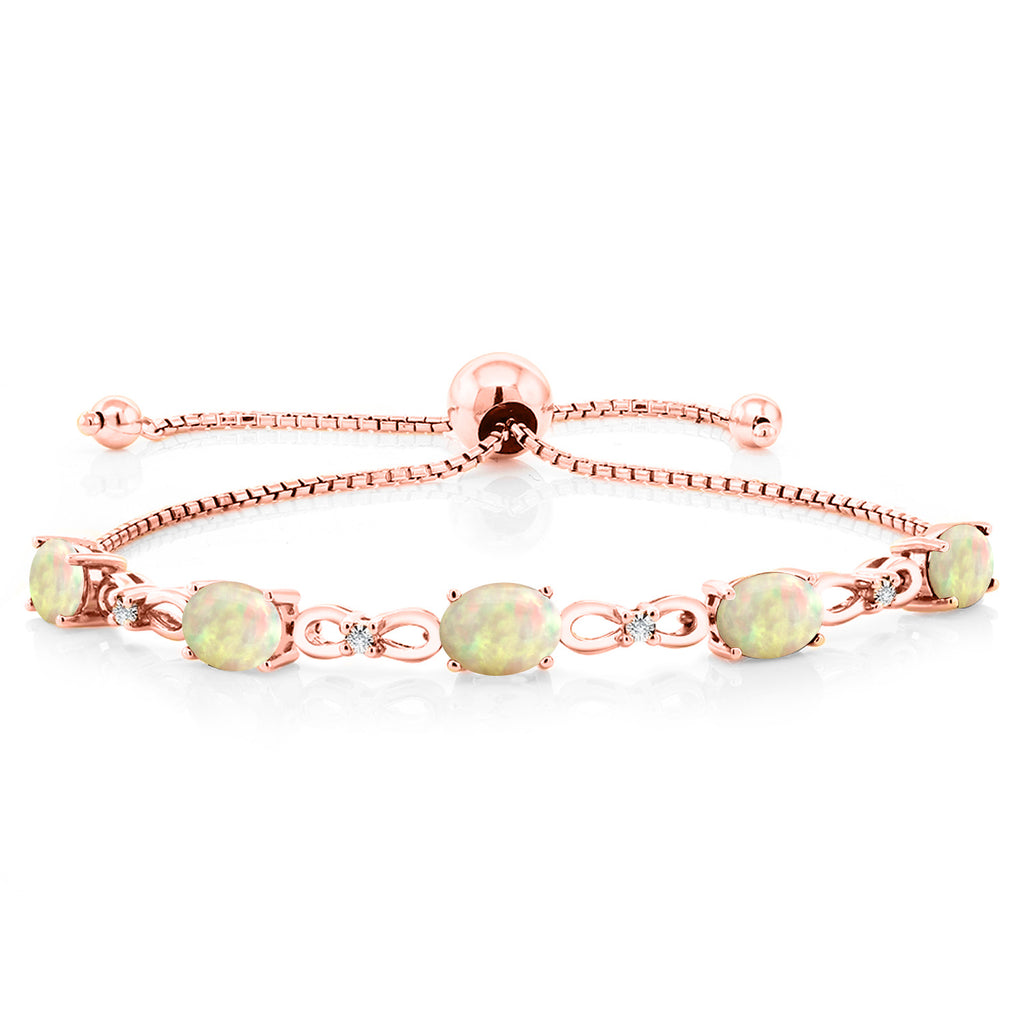 Ethiopian Opal-Cabochon - October_Bracelet in 925 Rose Gold Plated Silver