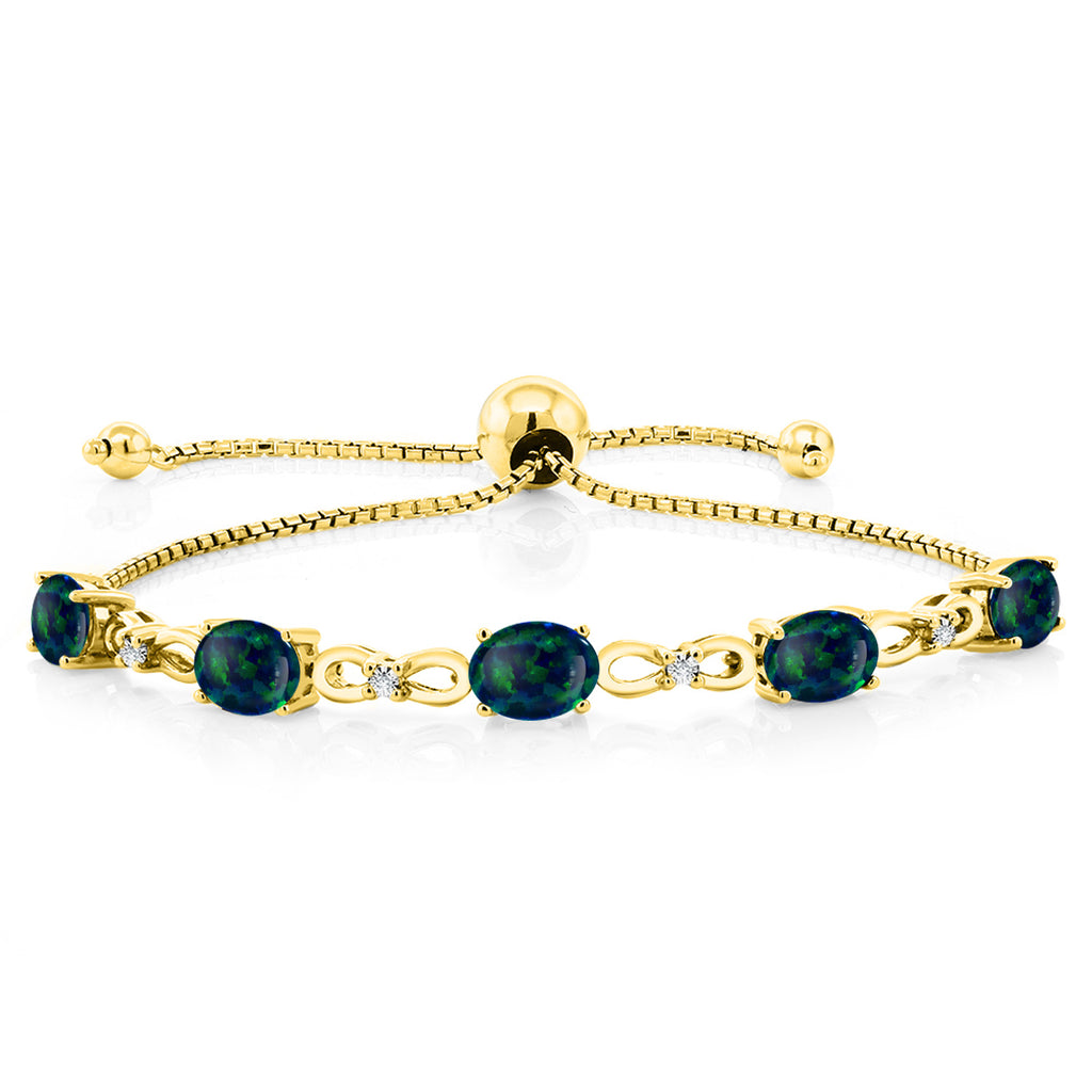 Green Opal-Cabochon - October_Bracelet in 925 Yellow Gold Plated Silver