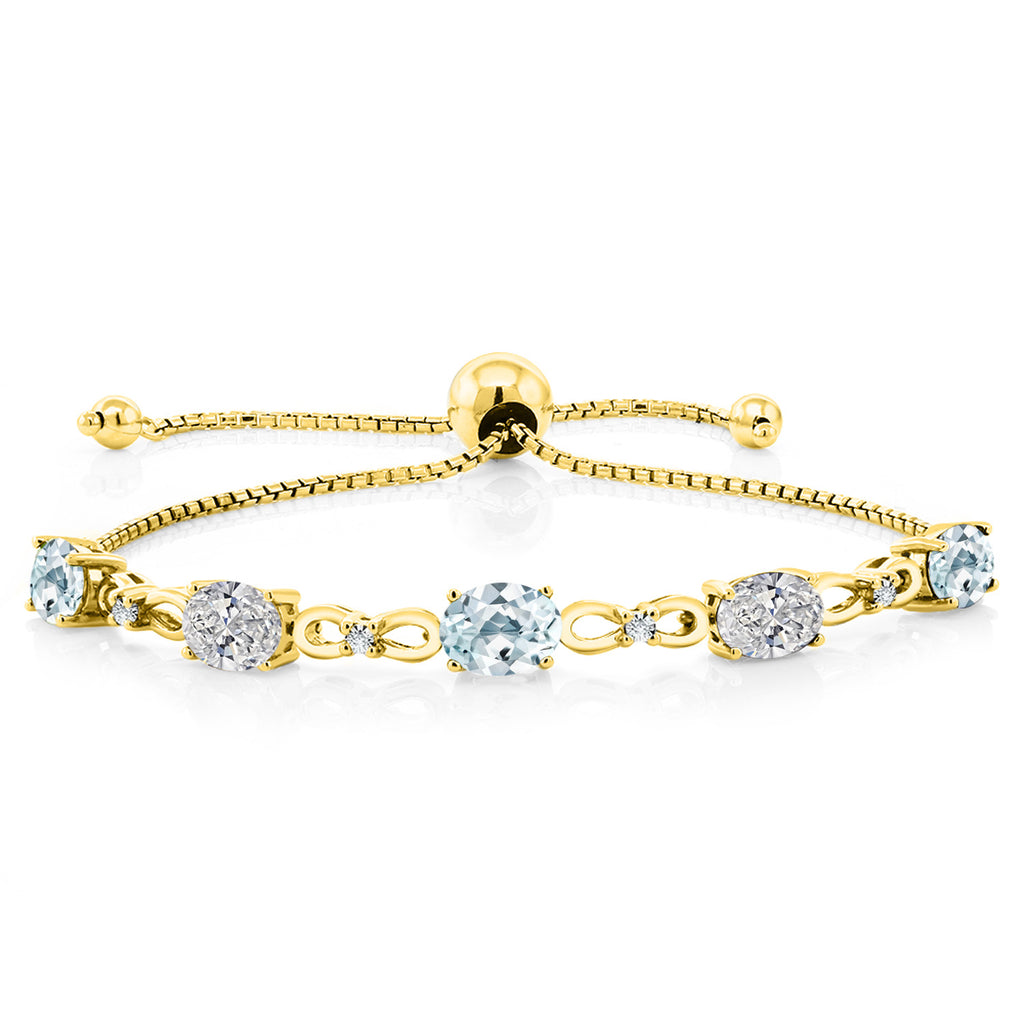 Aquamarine - March_Bracelet in 925 Yellow Gold Plated Silver