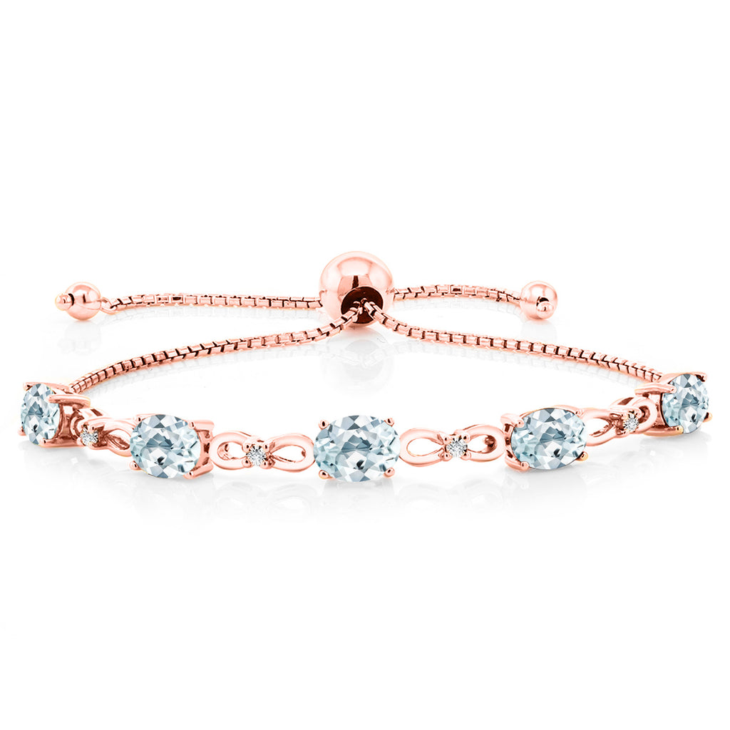 Aquamarine - March_Bracelet in 925 Rose Gold Plated Silver