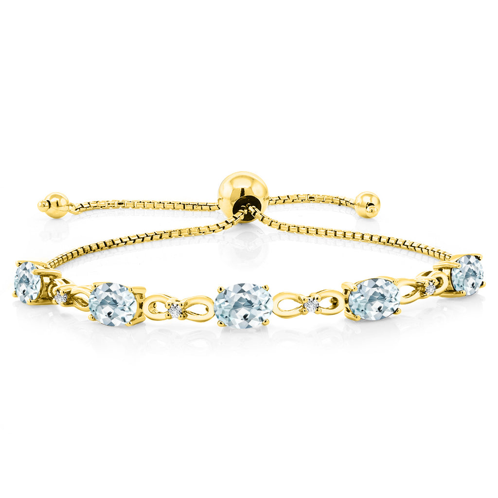 Aquamarine - March_Bracelet in 925 Yellow Gold Plated Silver