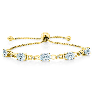 Aquamarine - March_Bracelet in 925 Yellow Gold Plated Silver