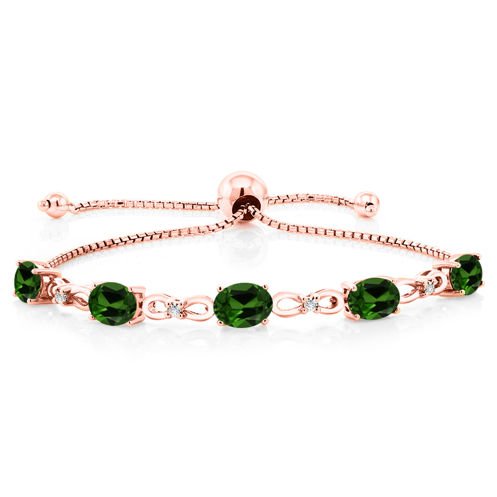 Chrome Diopside_Bracelet in 925 Rose Gold Plated Silver