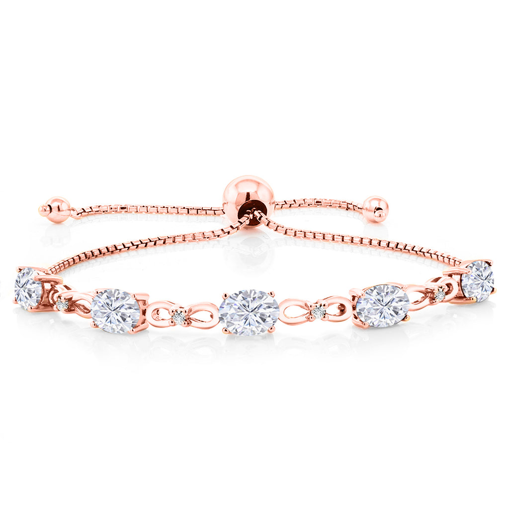 White Moissanite - April_Bracelet in 925 Rose Gold Plated Silver