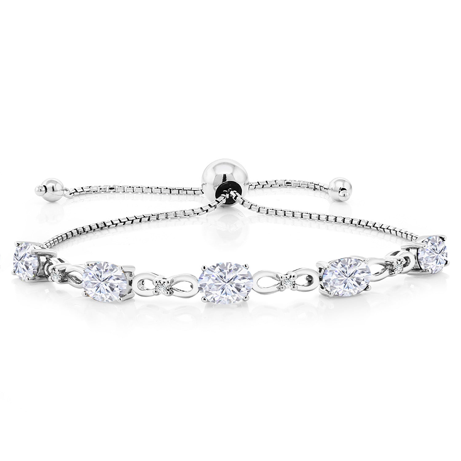 White Moissanite - April_Bracelet in 925 Sterling Silver