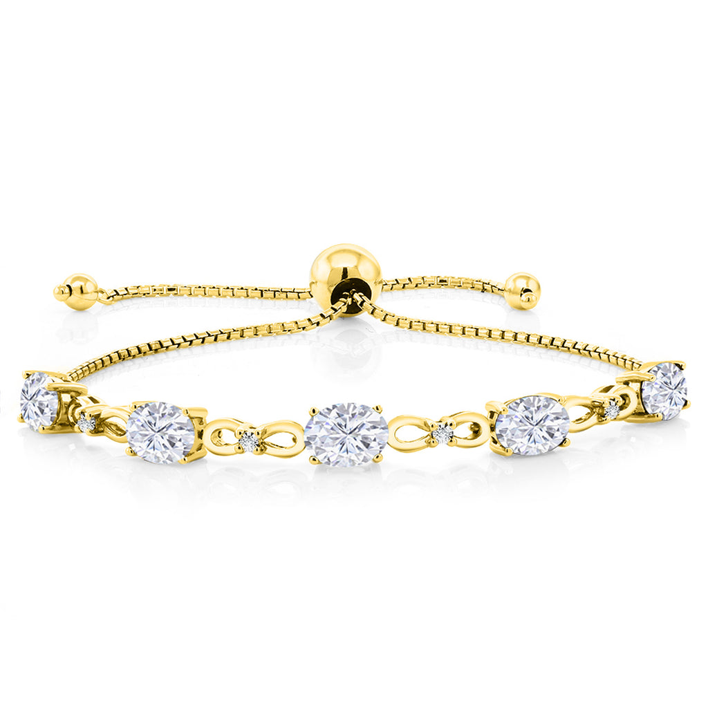 White Moissanite - April_Bracelet in 925 Yellow Gold Plated Silver