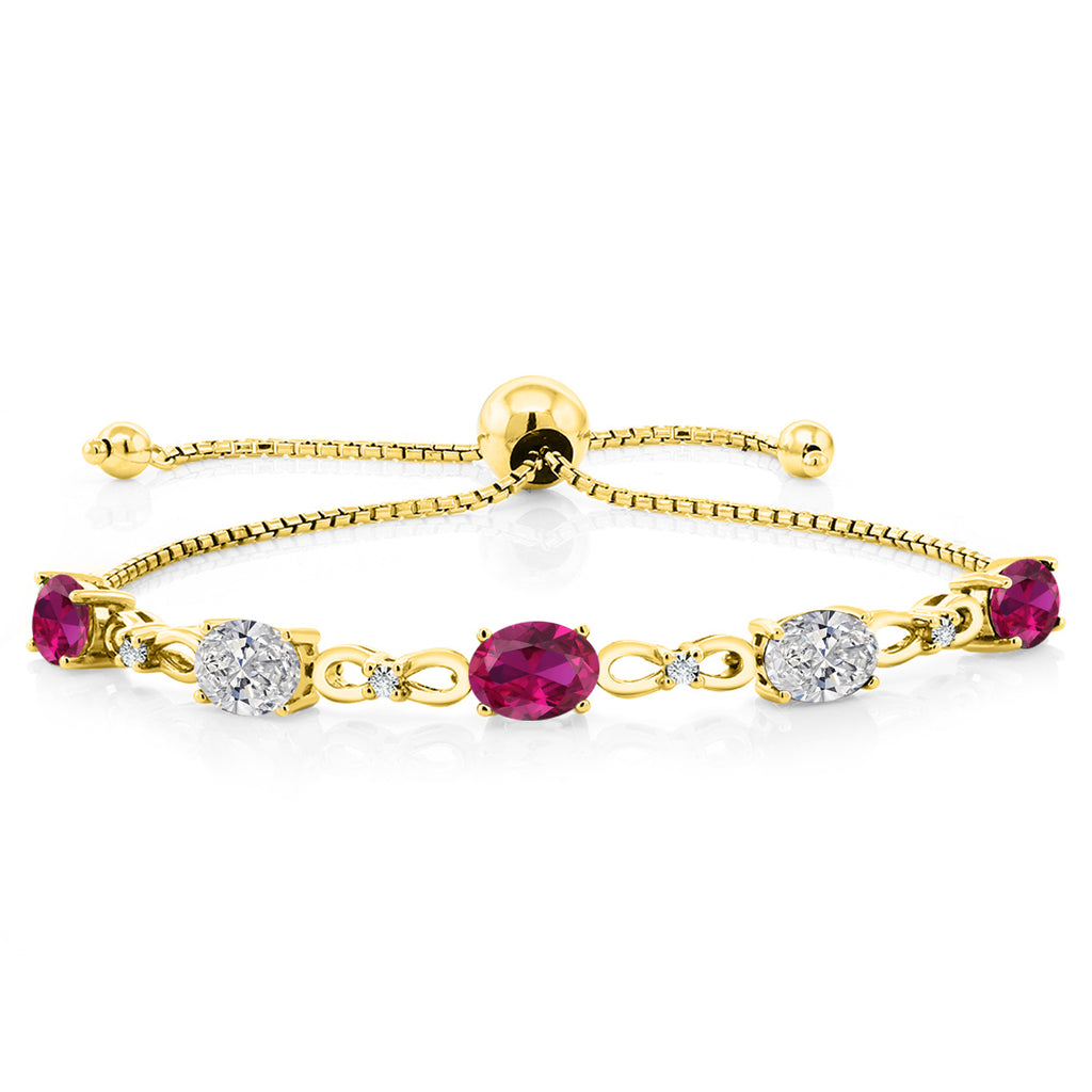 Created Ruby - July_Bracelet in 925 Yellow Gold Plated Silver