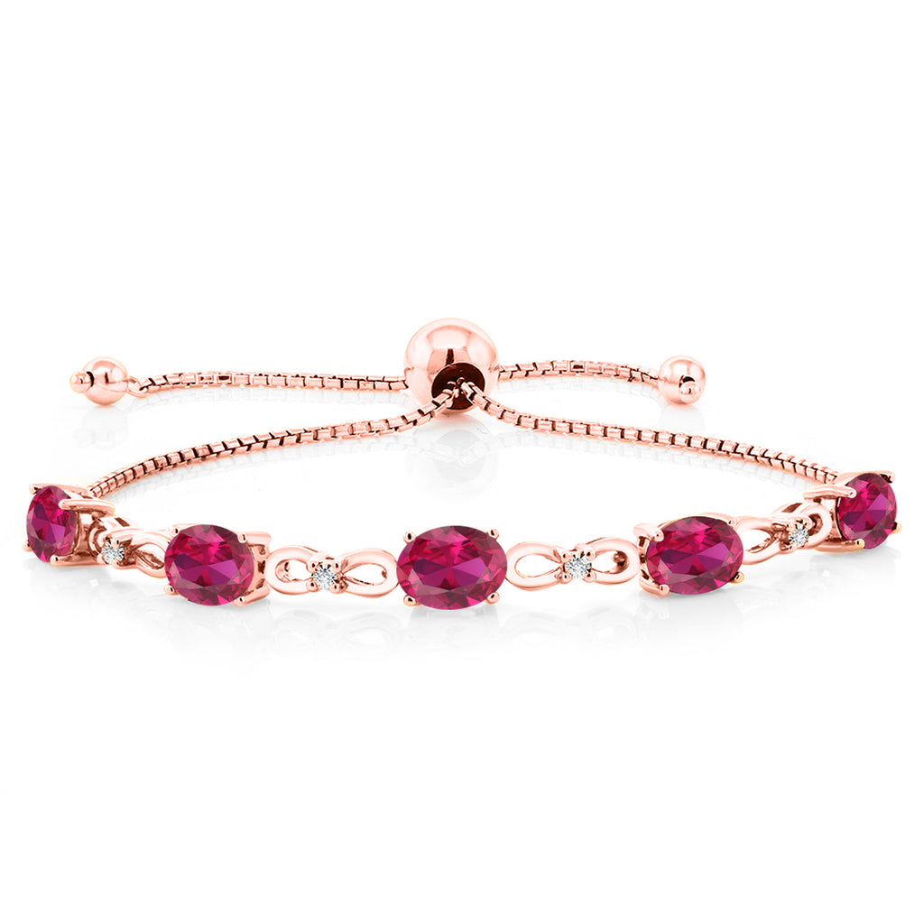 Created Ruby - July_Bracelet in 925 Rose Gold Plated Silver