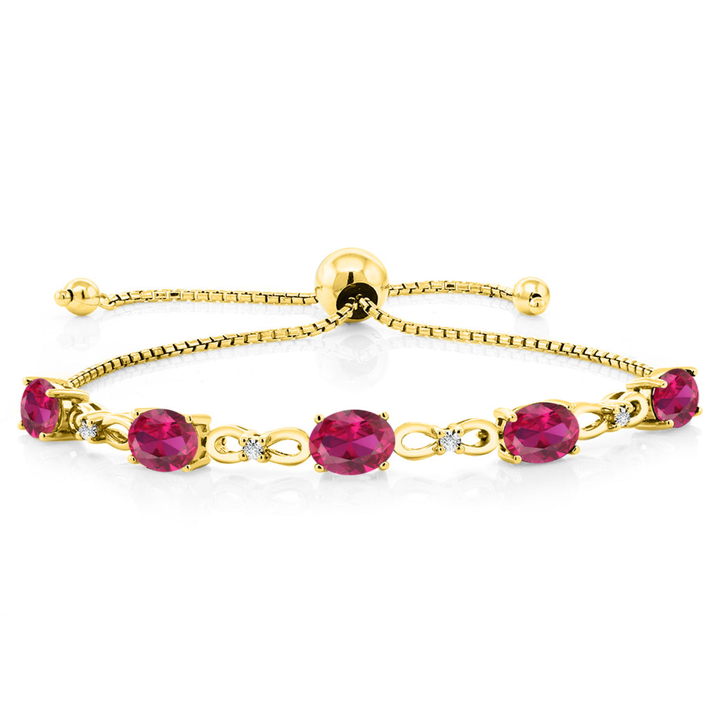 Created Ruby - July_Bracelet in 925 Yellow Gold Plated Silver