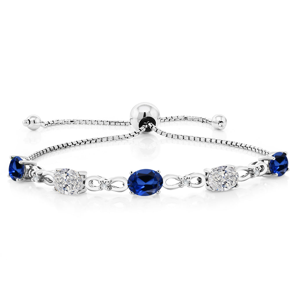 Blue Created Sapphire - September_Bracelet in 925 Sterling Silver