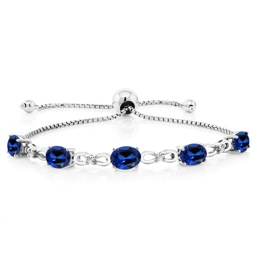 Blue Created Sapphire - September_Bracelet in 925 Sterling Silver
