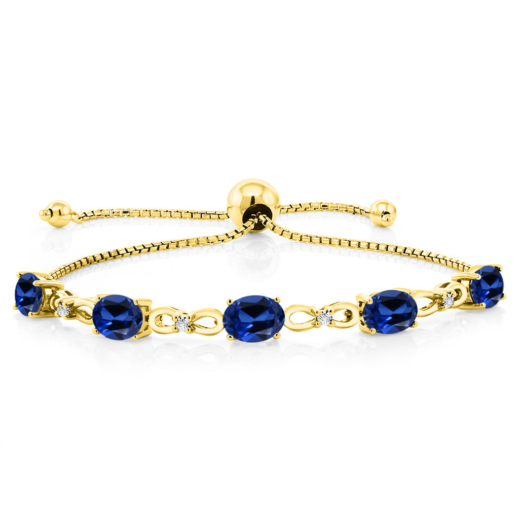 Blue Created Sapphire - September_Bracelet in 925 Yellow Gold Plated Silver