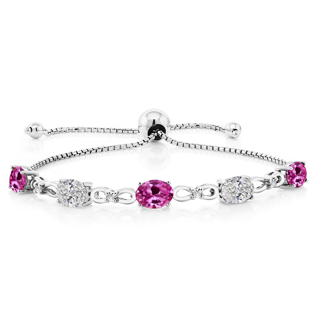 Pink Created Sapphire - September_Bracelet in 925 Sterling Silver