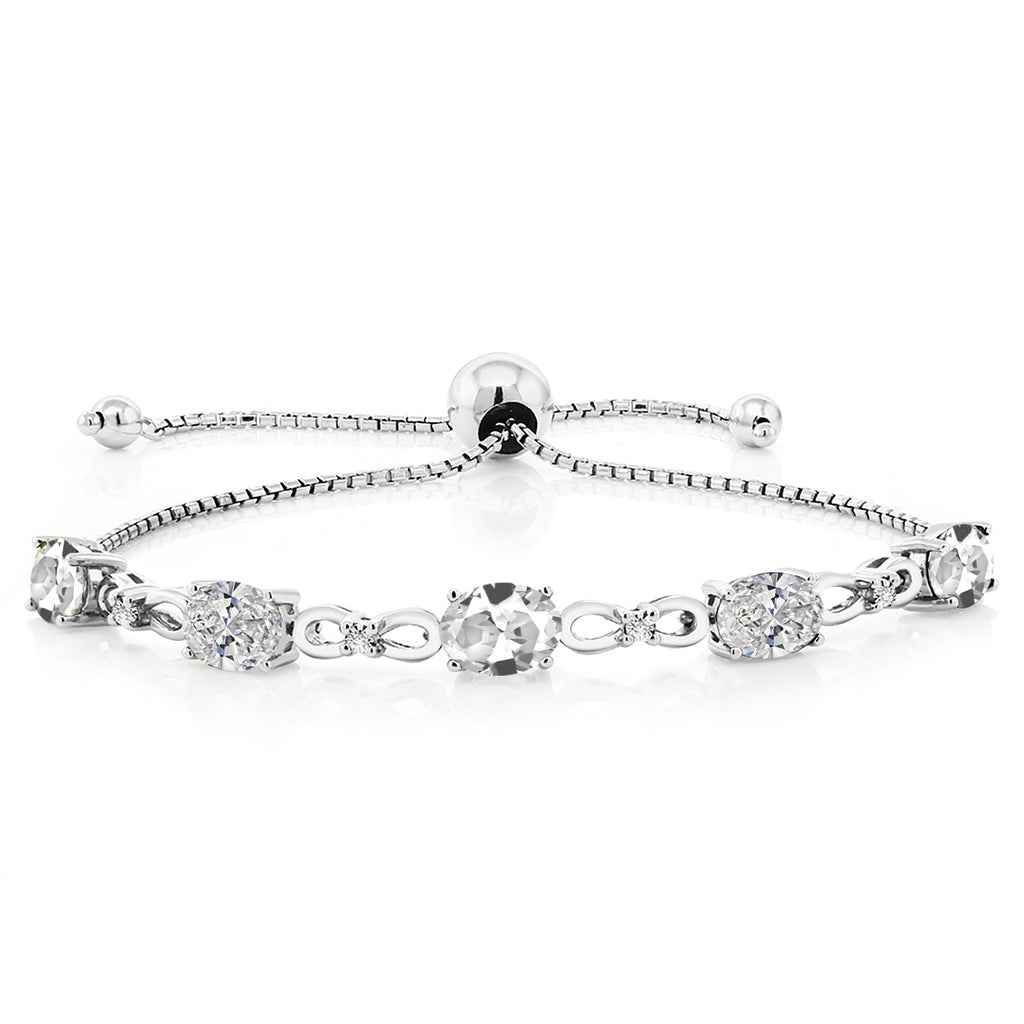 White Created Sapphire - September_Bracelet in 925 Sterling Silver