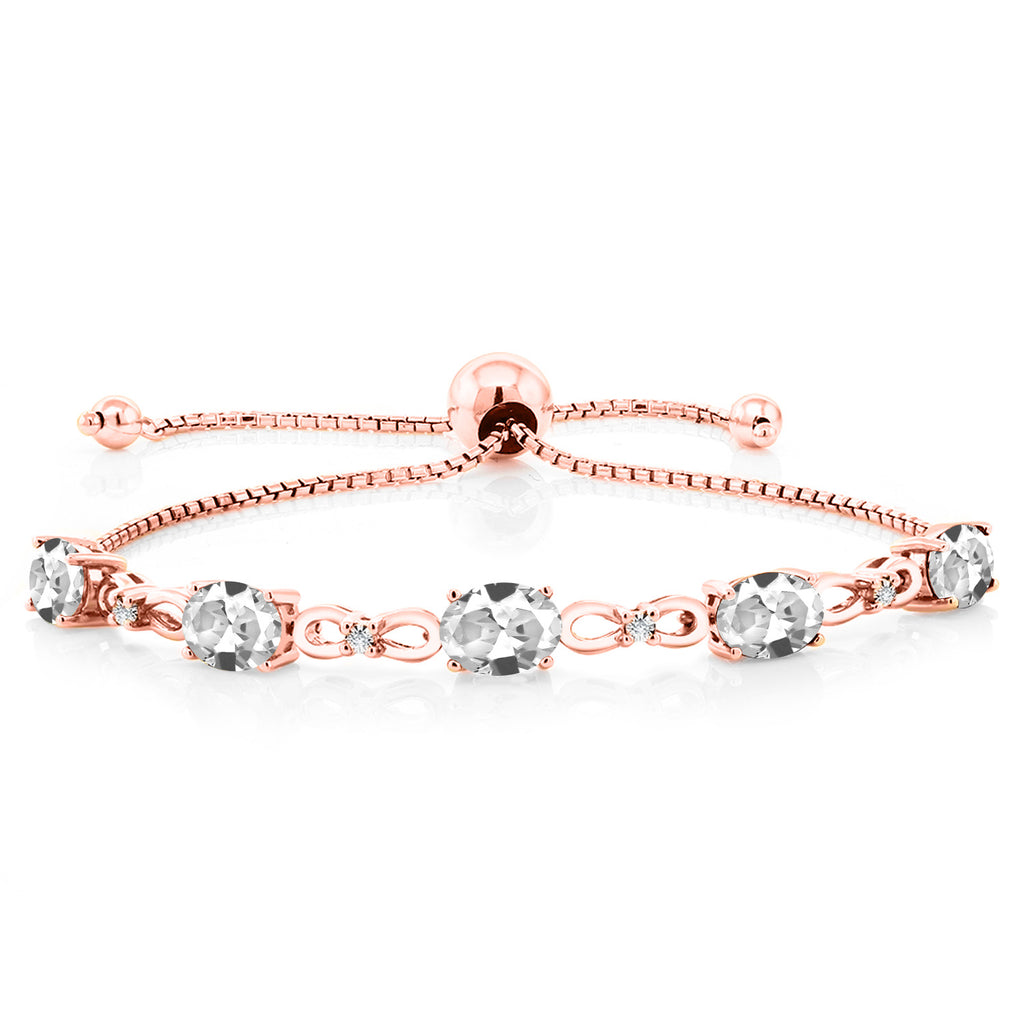 White Created Sapphire - September_Bracelet in 925 Rose Gold Plated Silver