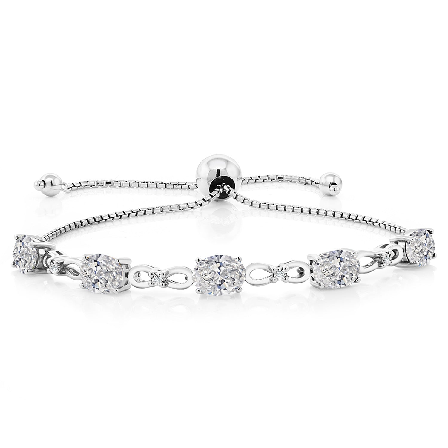 3.52 Cttw 925 Sterling Silver White Lab Grown Diamond Tennis Bracelet For Women | Oval 7X5MM | DEF Color | VVS-VS Clarity | Fully Adjustable Up to 9 Inch