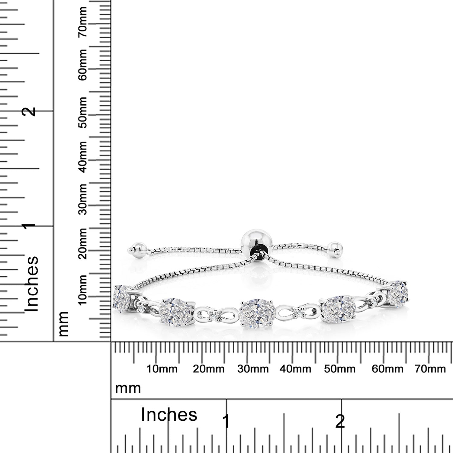 7X5MM Oval Cut Gemstone Birthstone and Lab Grown Diamond Tennis Bracelet For Women In 925 Sterling Silver | Adjustable Bolo Bracelet For Women | Easy-On Easy-Off