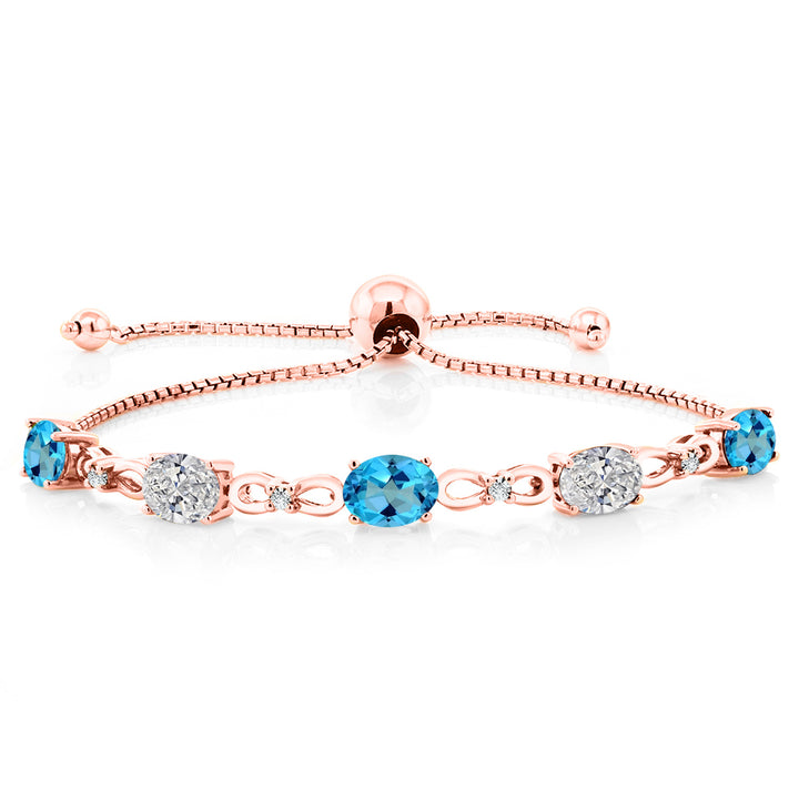 American Blue Mystic Topaz_Bracelet in 925 Rose Gold Plated Silver