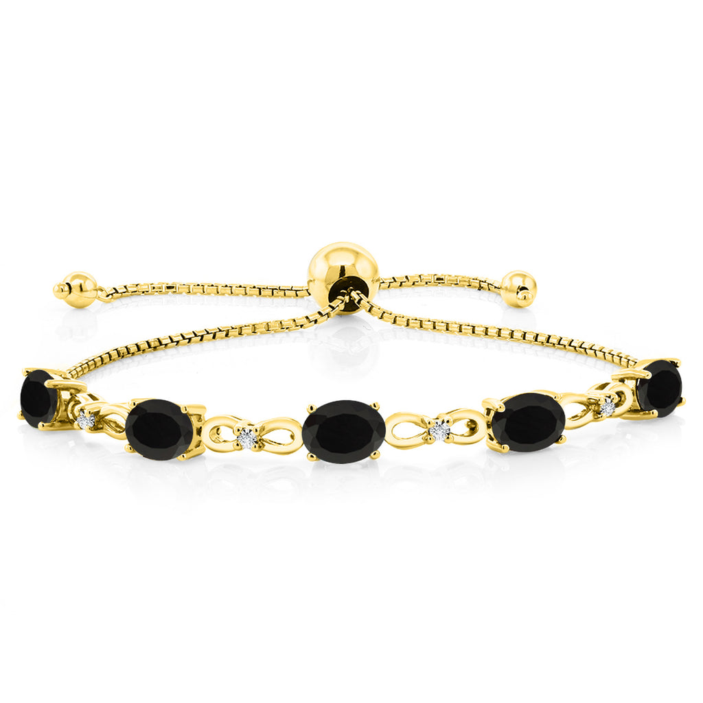 Onyx - December_Bracelet in 925 Yellow Gold Plated Silver